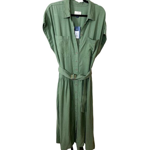 Universal Thread Olive Green Dolman Sleeve Belted Dress -  Sz. Large (NWT) - Picture 1 of 7